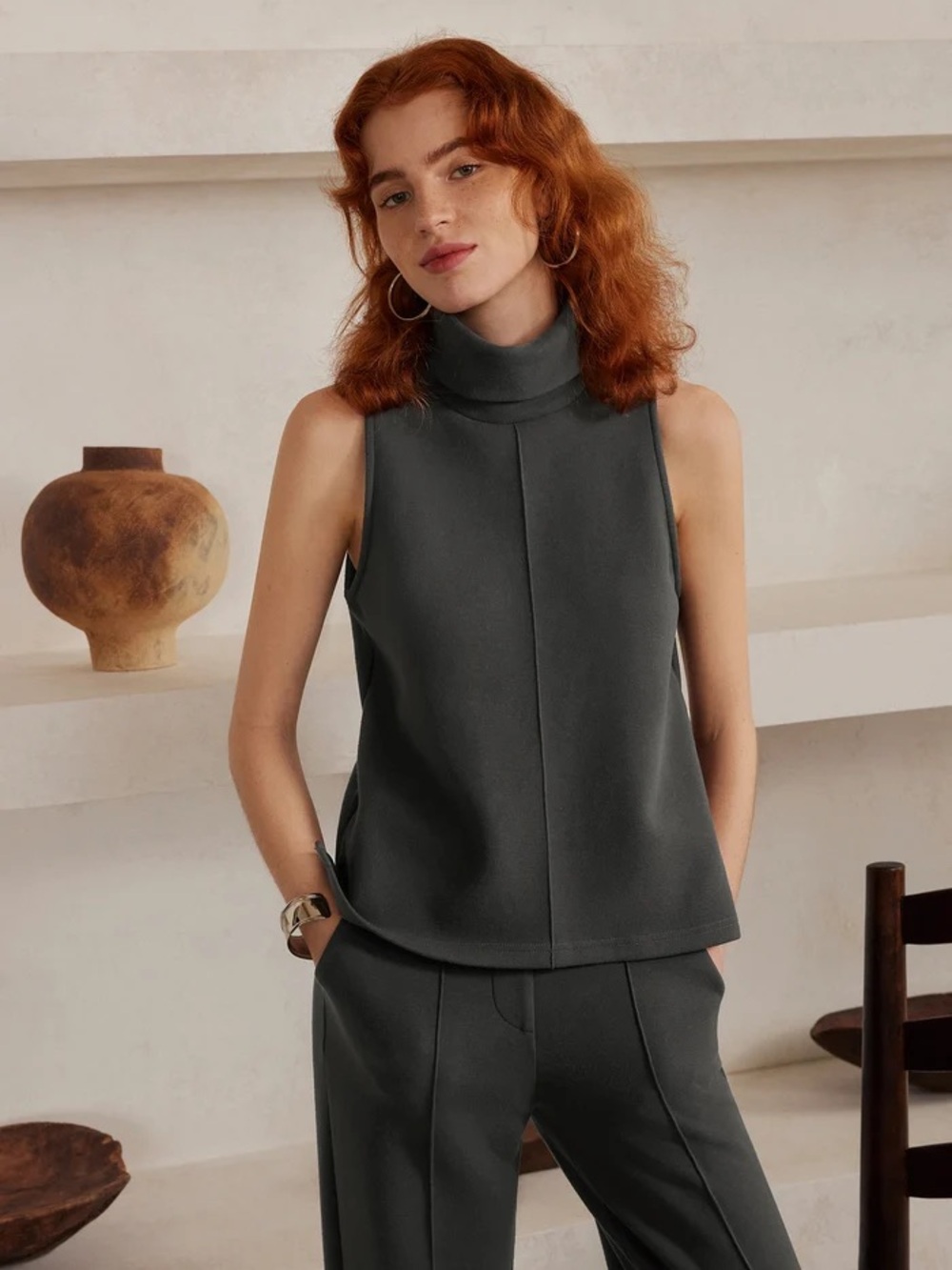 OGL FuzzLuxe Turtle Neck Split Hem Top